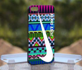 Nike Just Do It on Aztec - Print On Hard Case - iPhone 4/4S Black Case Cover - Please leave a note for the color case: WHITE CASE or CLEAR CASE